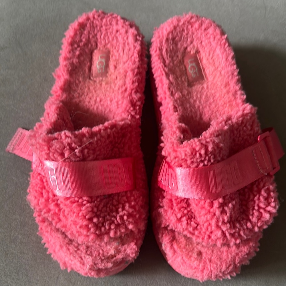 UGG Pink Plush Cozy Slippers